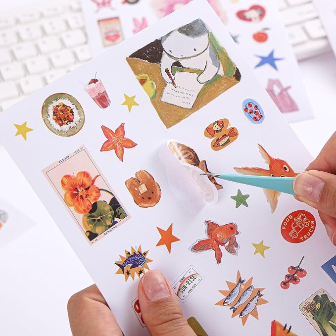 Girl's Korean Sticker Book, Food and Daily Life Theme - 1300+ Cute Dream Style Foodie Stickers, for DIY Scrapbooking Journaling Handbook Decoration Pink