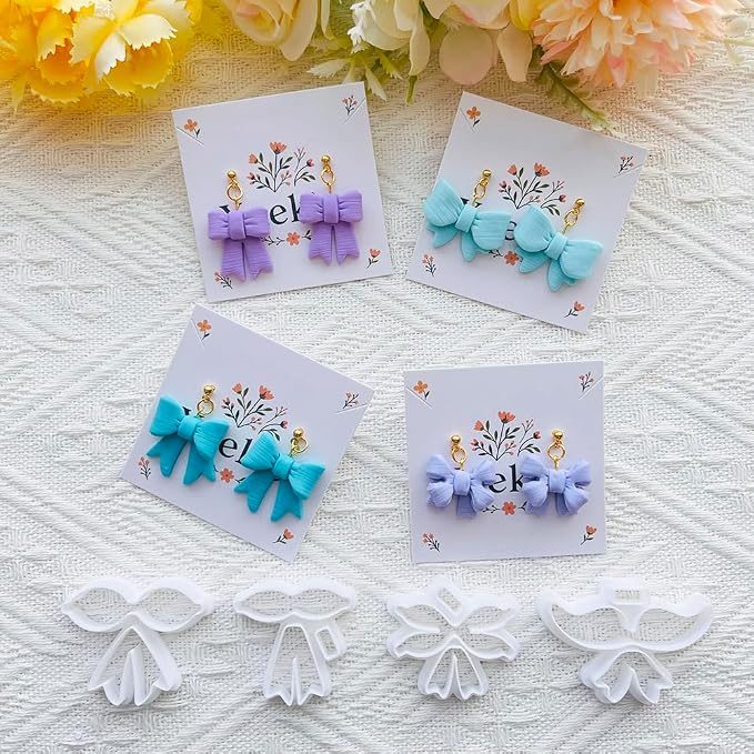 Xaekicr Bow Shape Polymer Clay Cutters for Polymer Clay – Clay Cutters & Clay Molds, Decorative Earring, Tools Set