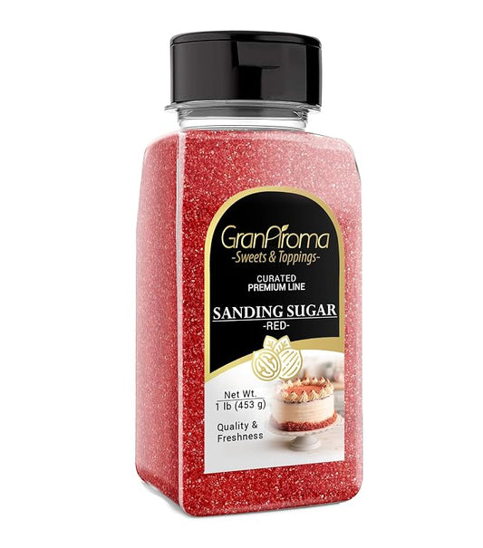 GranAroma Sanding Sugar, Decorative, Cookies & Sweets (White) (1.1 Pound) (Red)