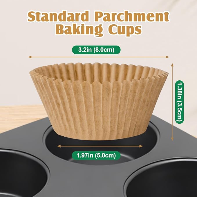 VISRIE 500Pcs Standard Cupcake Liners, Greaseproof & Non-Stick Muffin Liners, Food Grade Cupcake Liners for Baking, Parchment Baking Cups for Cupcakes, Muffins, Nuts