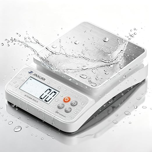 Large Kitchen Scale 5kg/11lbx0.1g Waterproof Digital Food Scale for Kitchen Rechargeable Food Weighing Scale Grams and Ounces with LCD Display USB Cord for Baking Cooking Weight Loss Meal Prep