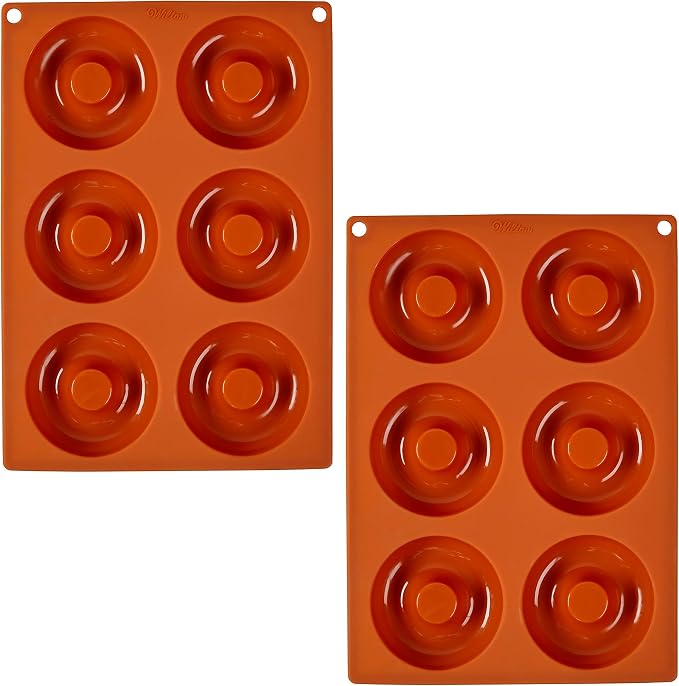 Wilton Non-Stick Food-Grade Silicone Donut Pans, Baking Pans, Set of 2
