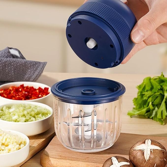 New Upgrade 350ML Glass Bowl Food Processor Small, Electric with Type C Charger Meat Grinder & Food Chopper Meat Grinder for Home Use, Mini Food Processor for Kitchen, Vegetable, Onion, Garlic, Salad