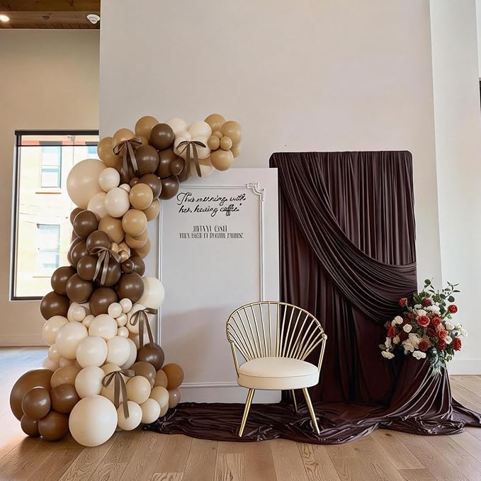 Brown Balloons Garland Arch Kit, 140Pcs Netural Nude Begie Balloons with Bows for Coquette Martini Birthday Party Decorations Bachelorette Bridal Shower Decor