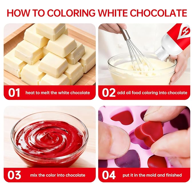 Red Oil Based Food Coloring for Chocolate – Herbeklab 100ml Professional Concentrated Oil Food Dye for Candy Melts, Chocolate, Cake Pops, Strawberries & Baking