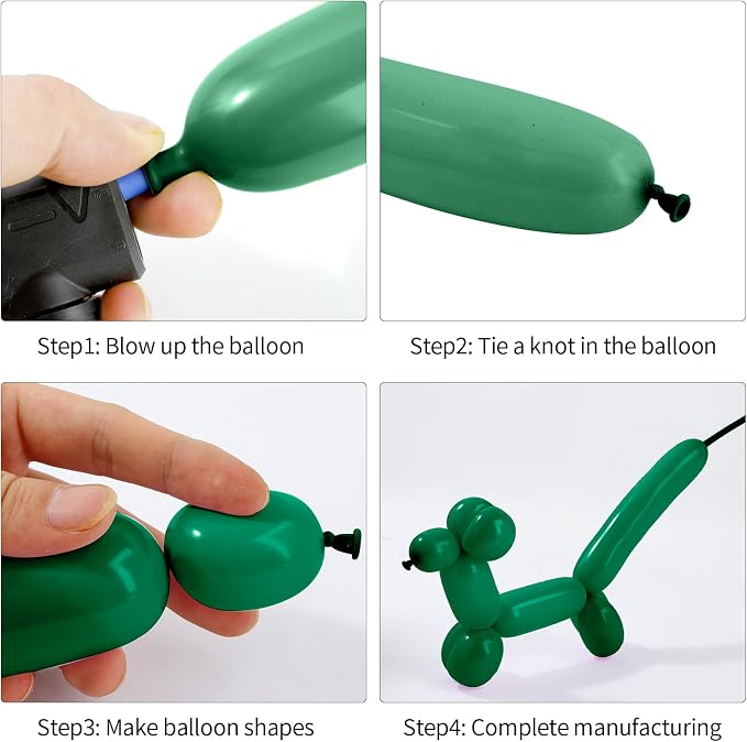 260 Balloons, 50pcs Dark Green Long Balloons for Arch, Animals Kit, Twisting