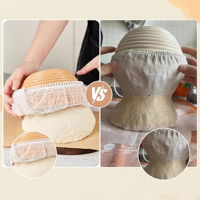 100 Pcs Banneton Bread Proofing Basket Liner,21" Bread Bowls Liner Non-Stick Dough,BPA-Free Non Woven Sourdough Bread Basket Liners,Elastic Banneton Liners for Prevents Dough from Sticking to Basket
