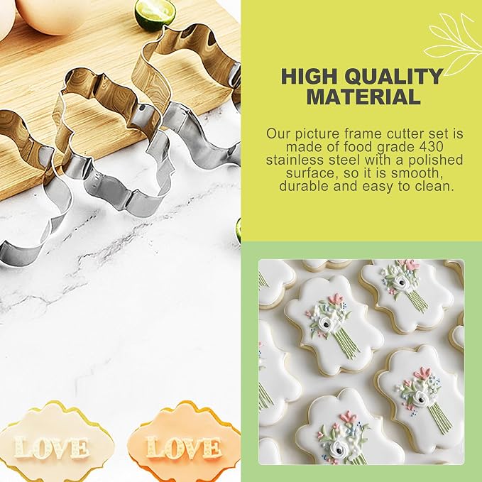 10-Piece Geometric Cookie Cutter Set – Stainless Steel Plaque, Triangle, Circle & Square Cutters for Cookies, Fondant, and Biscuit Baking