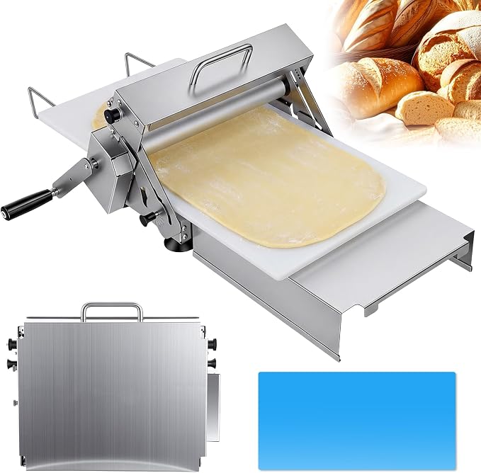 12-Inch Folding Dough Sheeter Machine Stainless Steel Manual Dough Roller Adjustable Thickness with 2 Rolling Boards For Pizza Croissants Pastry（US Fast Arrival）2026 Upgraded White