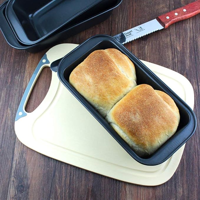Mingcao Nonstick Loaf Pan, 8.5 x 4.5 Inch Carbon Steel Toast Pan for Baking Bread with Oven, Gray Set of 2