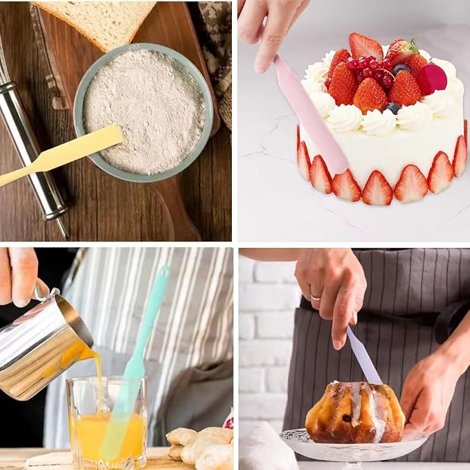 4 Pcs Silicone Jar Spatula,10 Inch Jam Spreader for Peanut Butter,Heat-Resistant Food-Grade Jar Blender,Kitchen Spatula for Scraping Icing Bread Cream, Jam (Macaron colors4PCS)
