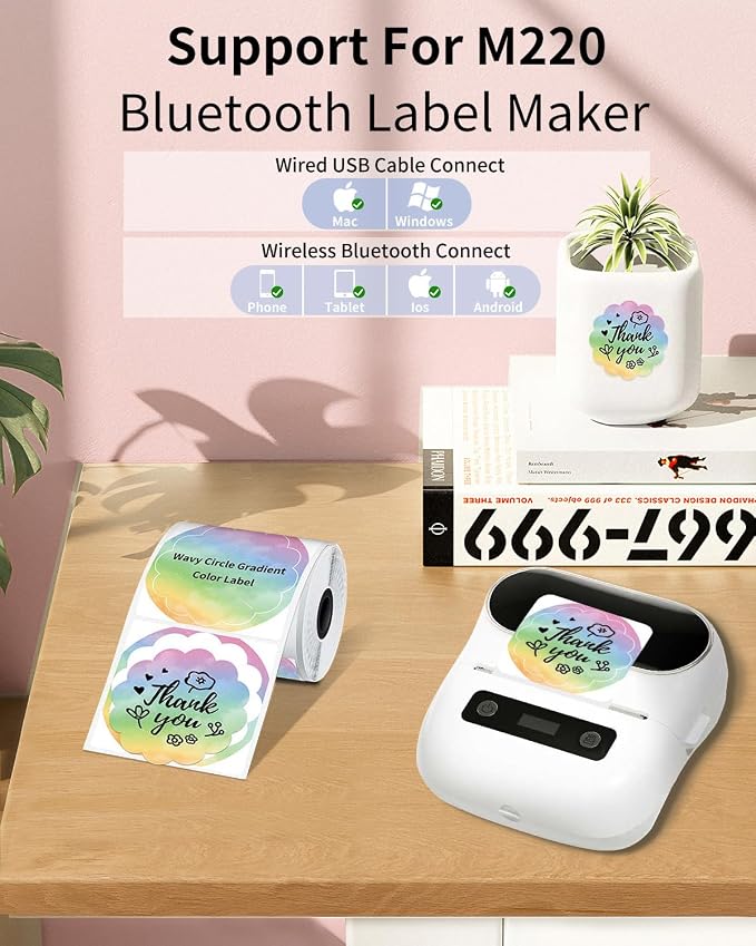 Phomemo Circle Labels for M110/M120/M200/M220, 1.96" x 1.96" (50x50 mm) Thermal Round Gradient Color Labels for Barcode/Logo/Gift/Thank You/Small Business/Home Use, Purple