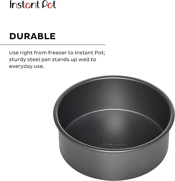 Instant Pot Official Round Cake Pan, 7.7-Inch, Gray - Nonstick, Heavy-Duty, Oven Safe, Ideal for Baking, Cooking, Storing - Compatible with 6-Quart & 8-Quart Cookers, Vortex Air Fryer, Duo Crisp