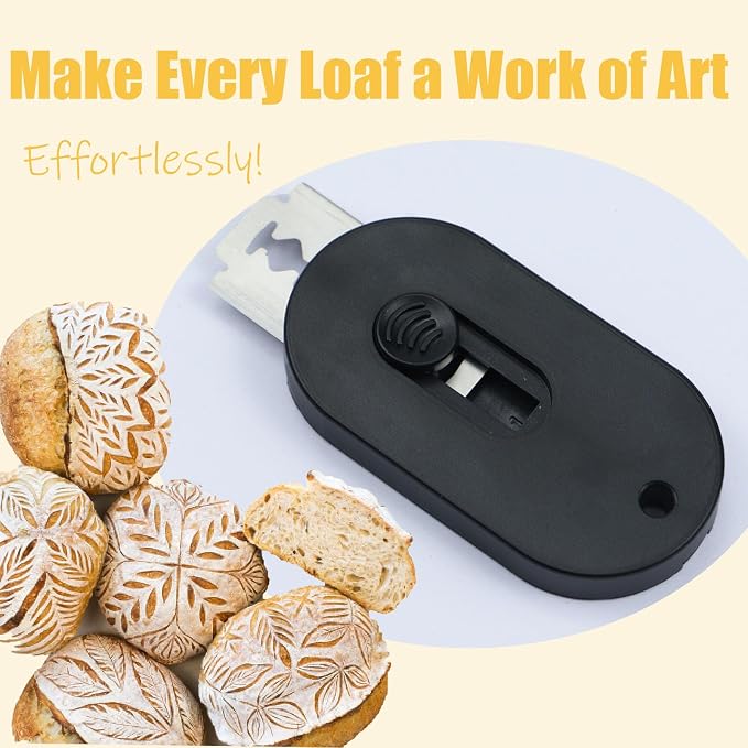 Bread Lame, Professional Stainless Steel Dough Scoring Tool with Ultra Sharp Blades- for Bread Scoring, Bakery Artistry, and Sourdough Bread Making-Includes 5 Extra Blades (Black)