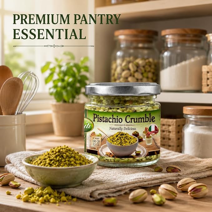 Sanniti Pistachio Crumble, 3.5 oz – Finely Crushed Italian Pistachios | Product of Italy [Pack of 2]