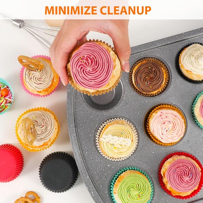 Caperci Standard White Cupcake Liners for Baking 200 Counts - Greaseproof Muffin Baking Cups for Wedding Birthday Party Baby Shower Festivals (White)