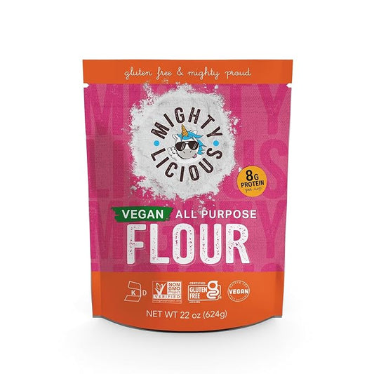 MIGHTYLICIOUS Gluten-Free, Plant-Based All-Purpose Flour, Superfine Rice Flour, Plant-Based, Non-GMO, Allergen-Friendly Baking Flour, Ideal for Cakes, Bread, Muffins & Cooking (1-Pack)