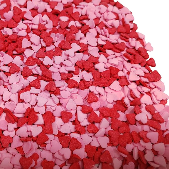Eastron Edible Valentine Red Pink Heart Shapes Sprinkles for Cakes Decorating Heart Cupcakes Toppers for Baking, Cookies, Ice Cream