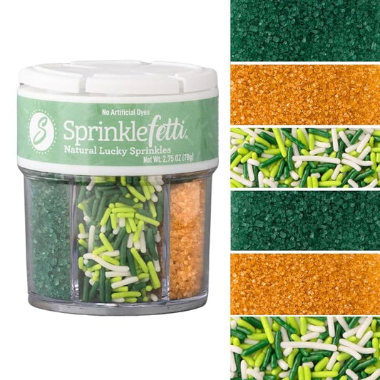 Sweets Indeed Dye Free St. Patricks Day Sprinkles, 6 Cell Sugar and Jimmies, No Artificial Dyes, Edible Sprinkle Mix Jimmies Perfect for Cake Decorations Baking Ice Cream Cookies Cupcake Topper (Shamrock)