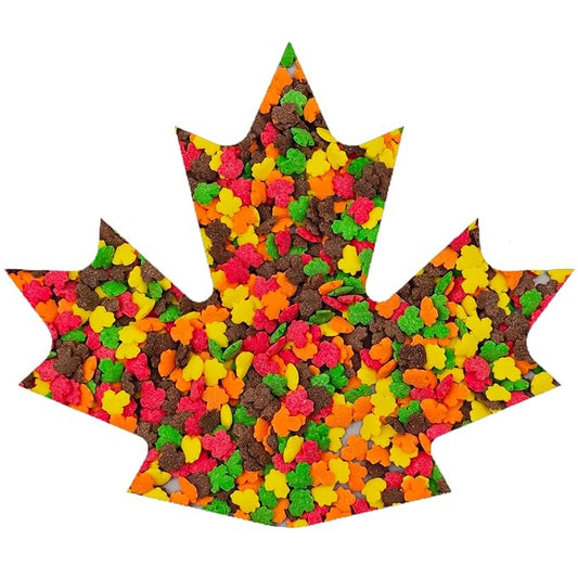 Edible Colorful Fall Mini Maple Leaves Thanksgiving Confetti Sprinkles for Cake Decorating Cookie Cupcake Topper Baking Autumn Decorations, 3.7 oz