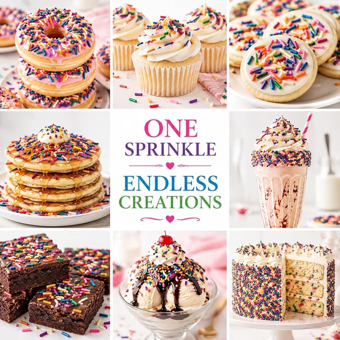 Confect Color Splash Rainbow Sprinkles – Custom Blend Multicolor Jimmies – Edible Toppings for Cake, Cupcake & Dessert Decorating –Vegan, Gluten-Free, Nut-Free, Soy-Free, Dairy-Free, Palm Oil-Free – 4.2 Oz
