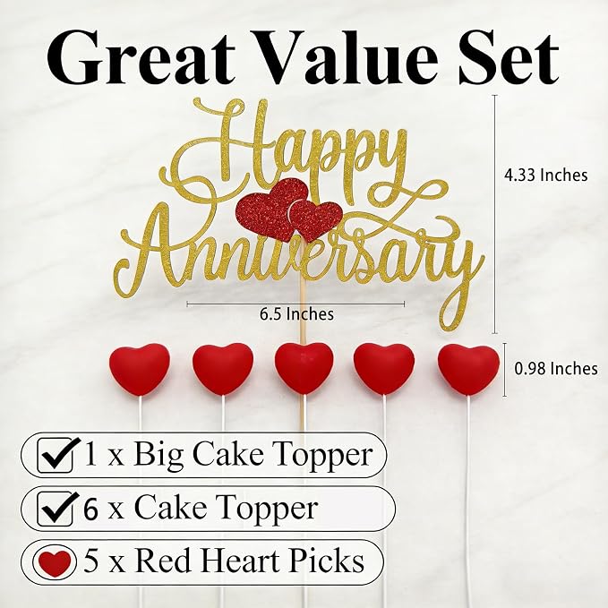 Acrylic Happy Birthday Cake Topper Durable Reusable Perfect for Birthday Cakes, Cupcakes, Dessert Tables Ideal for Kids Adults Birthday Celebrants (Gold,Red)