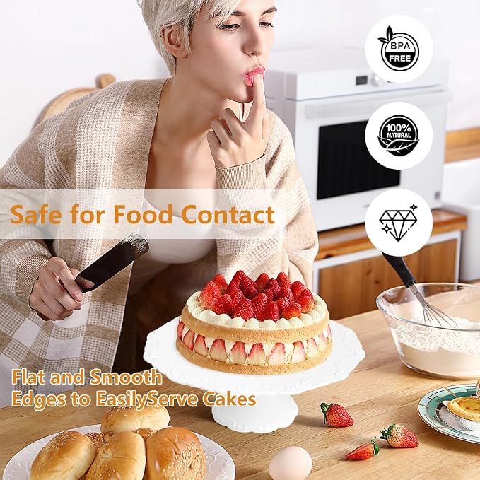 12 Inch Cake Stand for 10 Inch Cakes, Porcelain Wedding Cake Stand for Party, Round Dessert Cake Display Stand Plate - Elegant White Cake Pedestal Stand for Birthday, Baby Shower, Christmas, and Party Display (12 Inch)