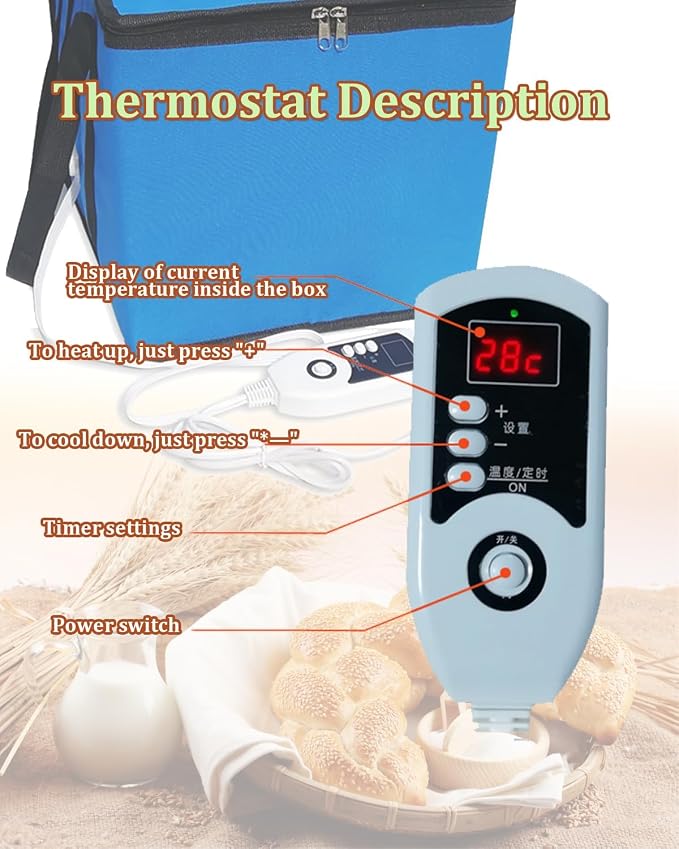 Dough Proofer Box with Heater, Folding Fermentation Bag, Reusable Sourdough Starter Jar, Temp Control for Bread, Yogurt, Natto, Soap Making - Ultimate Sourdough Tools Kit (S)