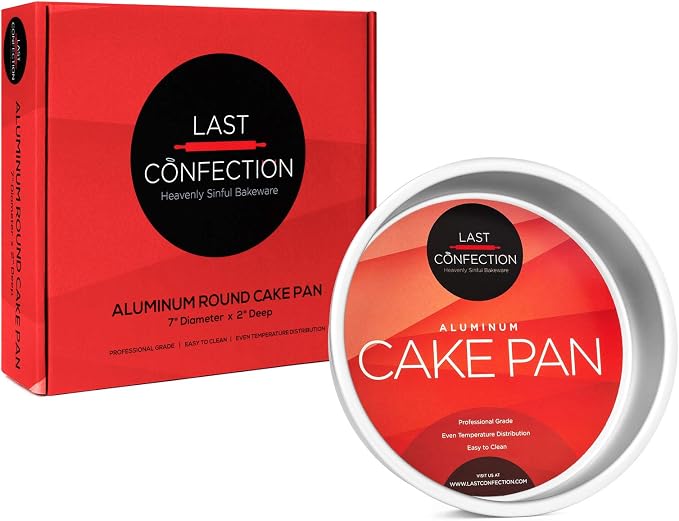 Last Confection 7" x 2" Round Cake Pan, Anodized Aluminum Cake Pan Baking Tin Mold, Professional Bakeware