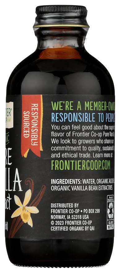 Frontier Co-op Organic Pure Vanilla Extract, 4 fl oz - For Coffee, Syrups, and Baking