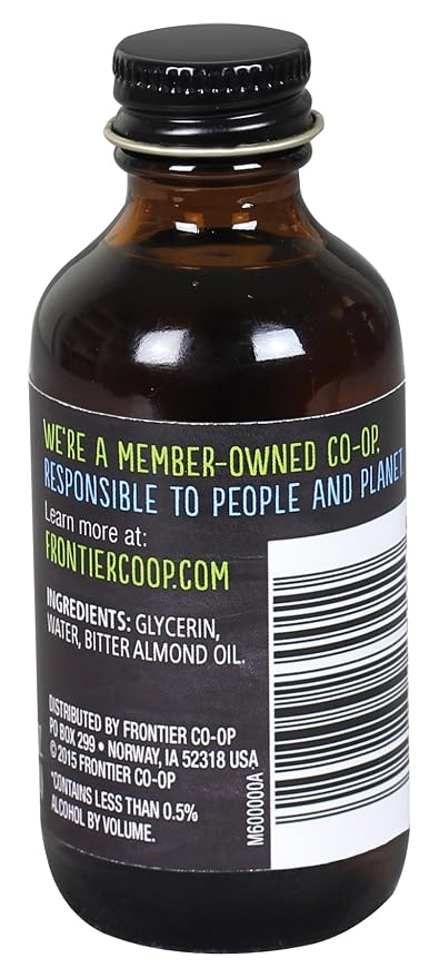 Frontier Co-op Organic Almond Extract, 2 Ounce Glass Jar, Warm Sugar-free Vegan Flavor for Desserts, Coffee and Smoothies (Pack of 2)