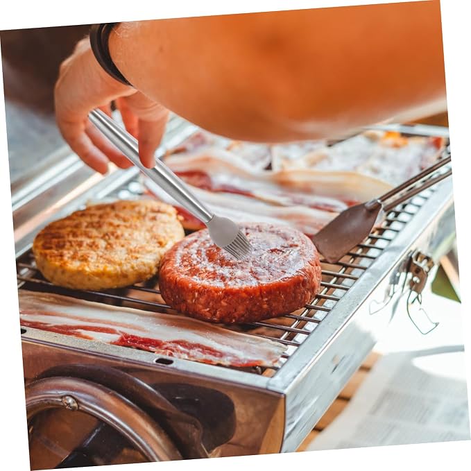 Stainless Steel Handle Silicone Basting Brush Heat Resistant Bbq Tool for Grilling Baking and Cooking Easy to Clean Non-melting for Marinades and Sauces