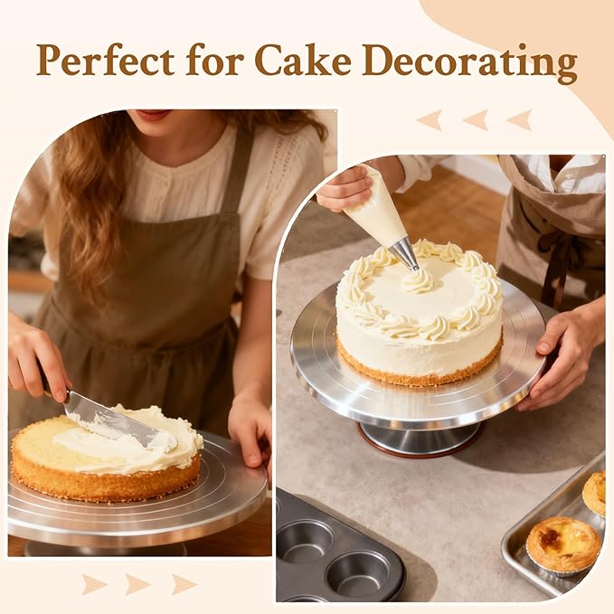 Yncotte Pottery Wheel, 12 Inch Sculpting Wheel Double-Sided Banding Wheel Pottery Turntable Aluminium Alloy Metal Rotating with Ball Bearings for Ceramics Clay Model Making Cake Decor Paint Spraying