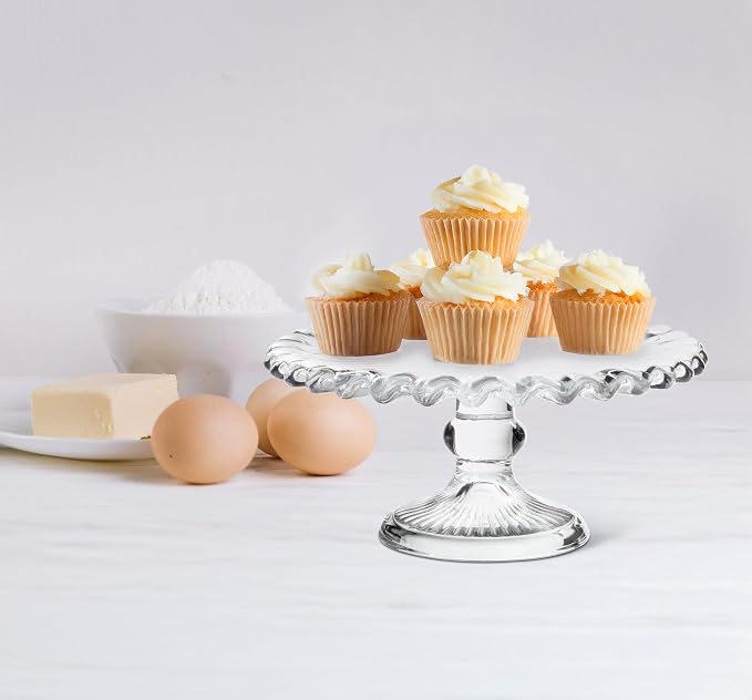 Abbott Collection Mini Cake Pedestal | For Cakes & Desserts, Glass, Clear, 7"D