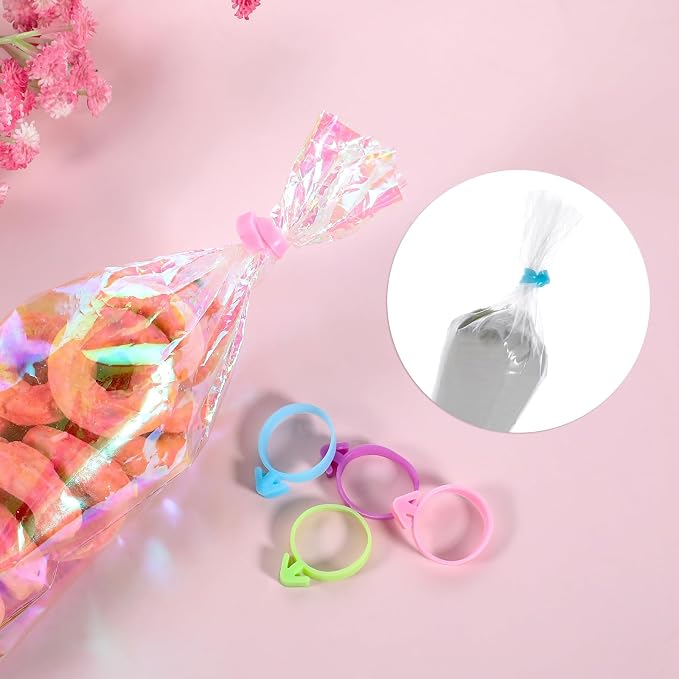 40Pcs Piping Bag Clips, Reusable Pastry Bag Ties Silicone Icing Bag Ties Decoration Bags Clips for Cookies Cupcakes Pastry Baking Supplies (4 Colors)