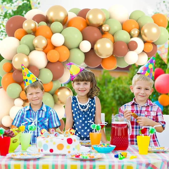 Sage Green Orange Brown Balloon Garland Arch Kit - Oilve Green and Orange Balloons Brown Balloons for Woodland Animals Birthday Bear Baby Shower Gender Reveal Wedding Party Oh Baby Decorations