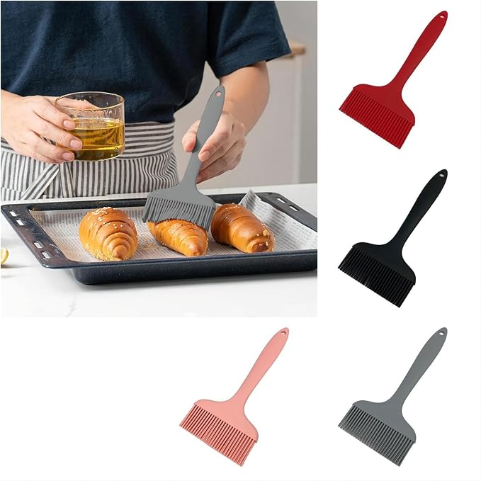 Basting Brush for Cooking, Heat Resistant Enlarged Brush Head Food Grade Silicone Effortless Cleaning Silicone Basting Brush, Dishwasher Safe Steel Core Silicone Brush for Oils Butter Marinades
