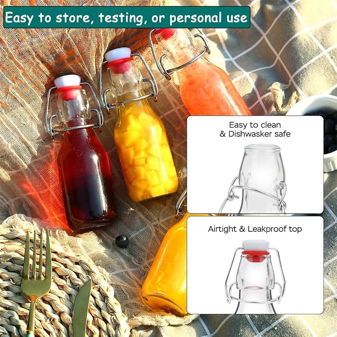 ZEBEIYU 12 Pack 4 oz Swing Top Glass Bottles,Flip Top Glass bottles with airtight Caps for Home Brewing Beer,Kombucha,2nd Fermentation,Kefir,Beverages,Soda,Oils,Vinegar,Limoncello,Vanilla extract