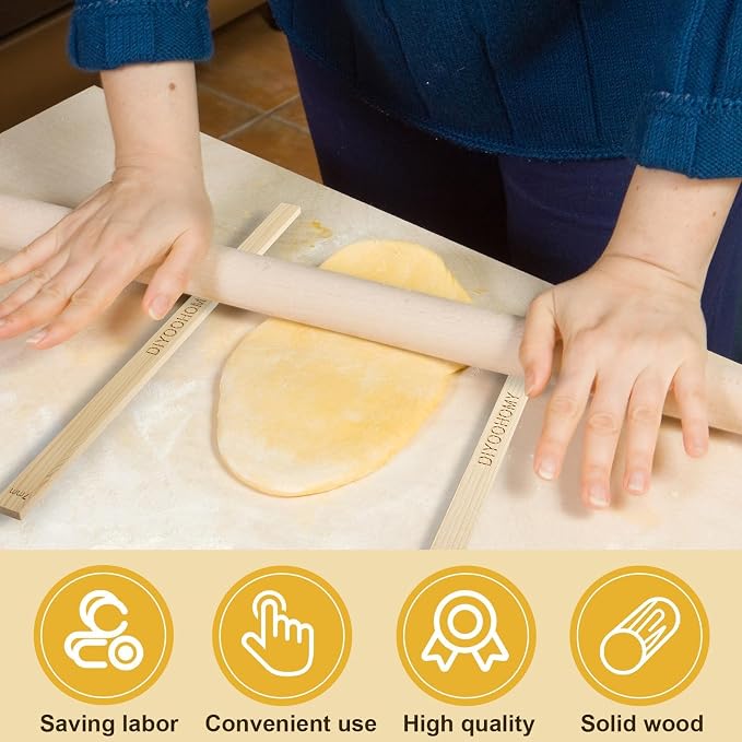 DIYOOHOMY 10 Pcs 17" L Rolling Pin Guides for Clay Dough | Wooden Polymer Clay Pottery Tools, Dough, Pizza, Pastry Thickness Guides, Slab Roller for Clay Machine