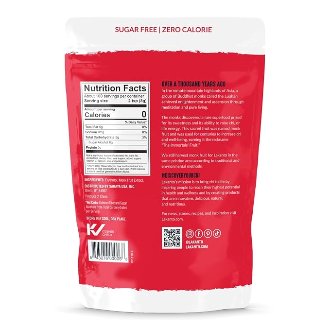Lakanto Classic Monk Fruit Sweetener with Erythritol - White Sugar Substitute, Zero Calorie, Keto Diet Friendly, Zero Net Carbs, Baking, Extract, Sugar Replacement (Classic White - 1.76 lb Pack of 3)