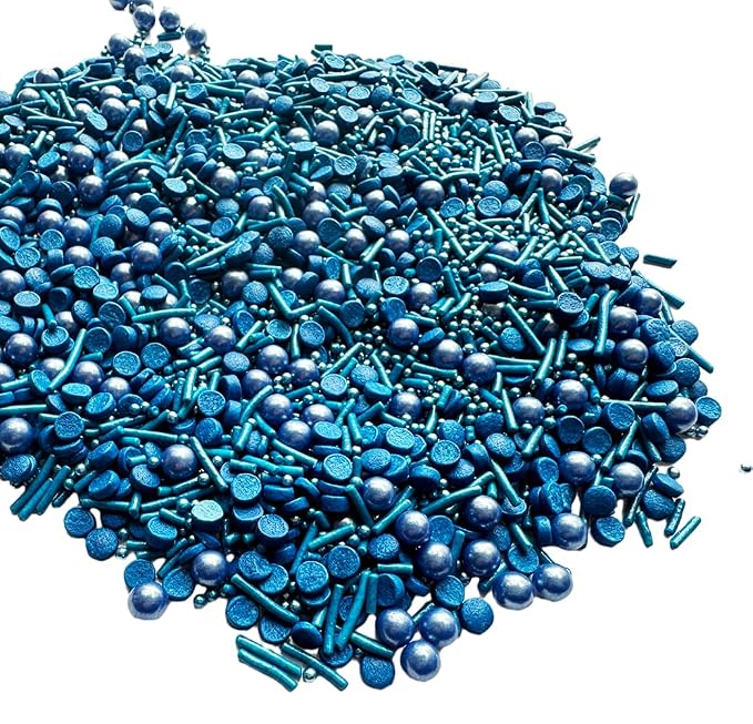 Pearl Sugar Christmas Sprinkles Candy 120g/4.2oz Mixing Size Baking Cake Decorations Cupcake Toppers Jimmies Cookie Decorating Celebrations Wedding Shower Party Supplies (Blue)