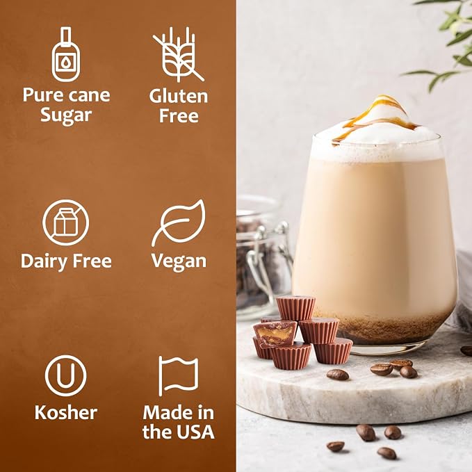 Syruvia Coffee Syrup, Peanut Butter Cup Flavored Syrup for Drinks, Lattes, and Desserts – 25.4 fl oz - with Pump