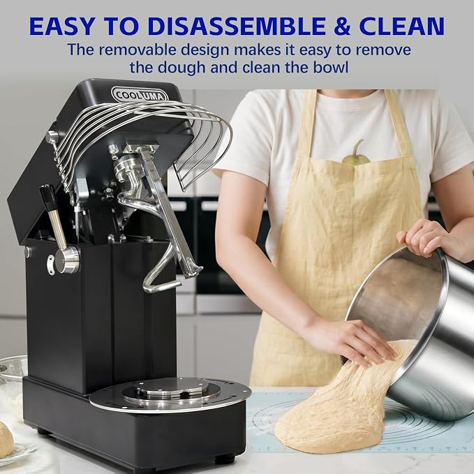 7.4QT Commercial Dough Mixer, Spiral Dough Mixer,1000w Heavy-Duty Stand Dough Mixer With Stepless Speed Control, Tilt-able Design,Perfect For Home Kitchens, Bakeries, Restaurants, Pizzerias