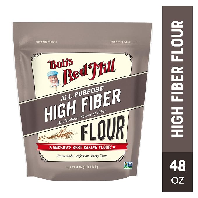Bob’s Red Mill All Purpose High Fiber Flour - 3 lb Bag, 1-to-1 Baking Substitute, Excellent Source of Fiber, Non-GMO, Kosher
