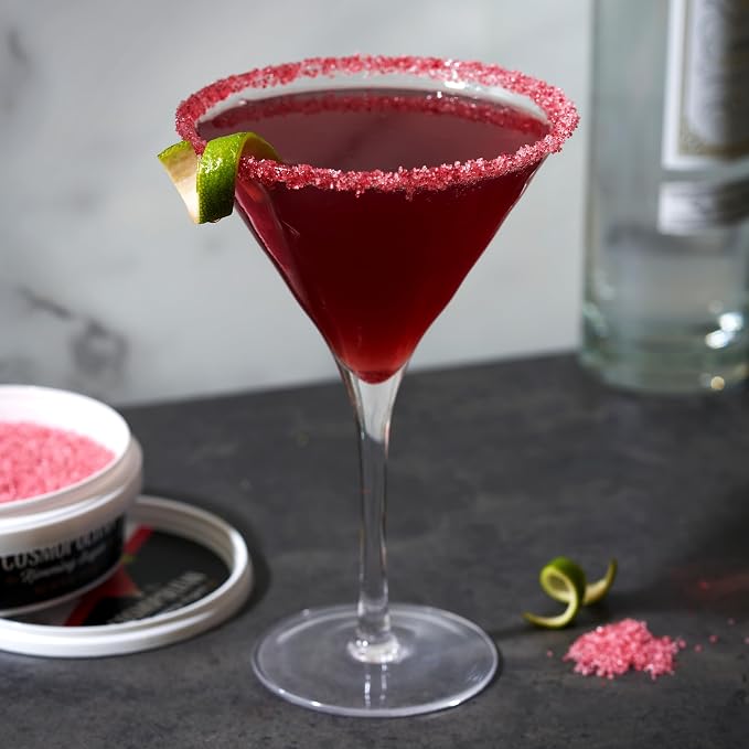 Collins Cosmopolitan Cocktail Sugar, Red Cranberry Flavored Rimming Sugar for Cosmos, Cranberry Martinis, Vodka Cranberry, Champagne Spritzers, 4 oz