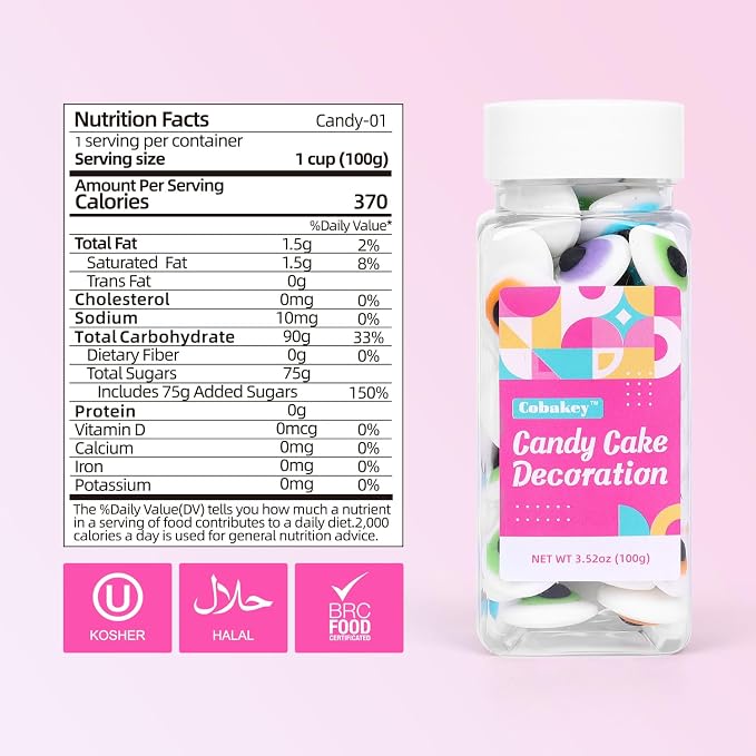 Candy Eyeballs Sprinkles for Cake Decorating Cupcake, Cookies, Ice Cream Topper Cake Sprinkles Baking, Perfect For halloween Party, Christmas, New Year’S Eve (Big Eyeball)