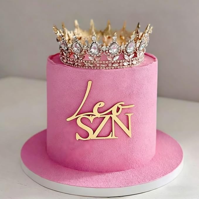 Gold Acrylic Leo SZN Cake Topper, Constellation Birthday Cake Topper, Leo Season Decorations for July and August Zodiac Themed Party, Horoscope Birthday Decoration