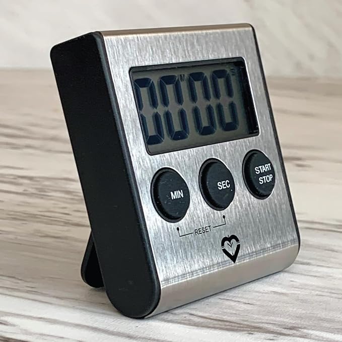 Premium Stainless Steel Digital Kitchen Timer – Ultra-Strong Magnetic Back, Fold-Out Desk Stand, Effortless One-Touch Setup, Extra-Loud Alarm, Oversized Display, Auto Memory, Auto Shut-Off (6)