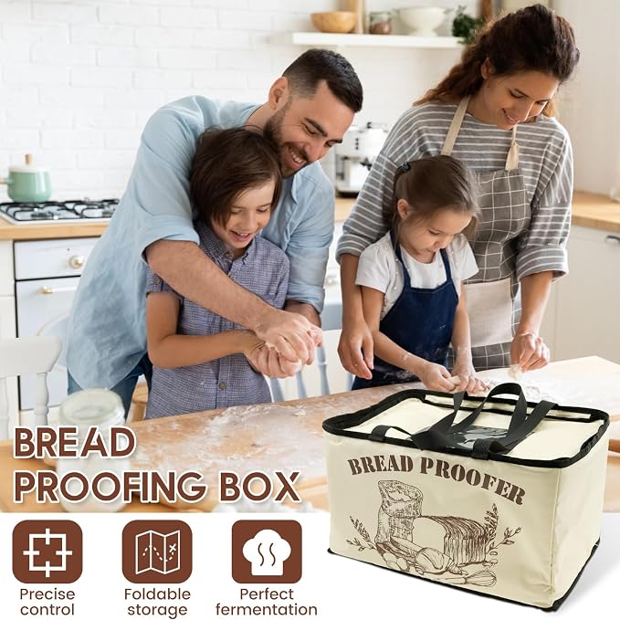 Oxford Cloth Bread Proofing Box, Even Heating Foldable Dough Proofer with Shelf Dough Proofer Box Precise Control Dough Fermentation Chamber Space Saving with Adjustable Temperature & Timer Controller