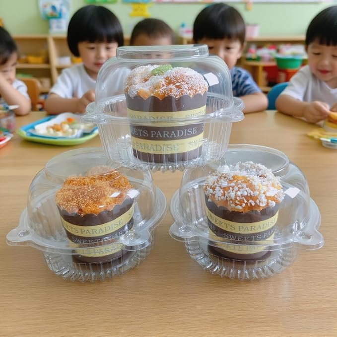 100 Pack Jumbo Muffin Containers, Clear Plastic Muffin Cartons | Jumbo Transparent Plastic Muffin Cartons,Disposable Clear Plastic Single Muffin Holders,Cupcake Boxes Bulk,Size 4.3 * 3.5inch